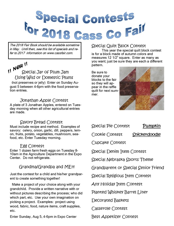 2018 Fair Special Contests2