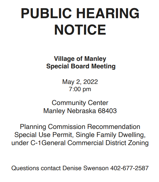 Manley notice May 2